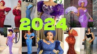 #2024 Latest Lace Styles 4 Ladies Elegant Lace dresses For #owanbe Party #trending #lacestyles