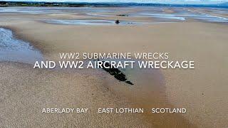 XT Midget Submarine wrecks  and WW2 Handley Page Hampden Bomber wreckage revealed by the sea