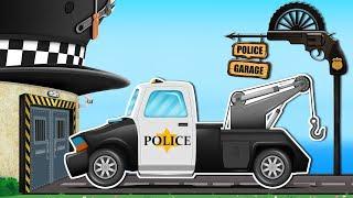 kids play time  police tow truck  rusty car garage for children  cars and trucks for toddlers
