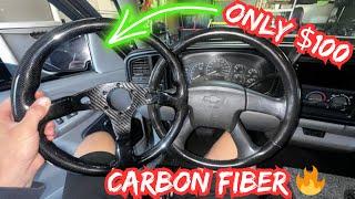 CARBON FIBER STEERING WHEEL INSTALL ON MY NBS SILVERADO LOOKS CRAZY