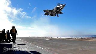 For The 1st Time Ever F-35B Launches and Recovery Aboard LHA 7 USS Tripoli