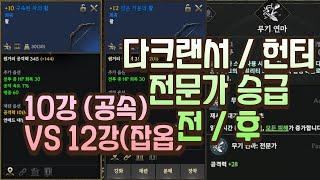 로드나인 10강공속 무기 VS 12강잡옵 무기  다크 랜서 헌터 어빌리티 전문가 승급 후 얼마나 강해질까?