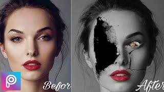 Picsart how to make a zombie effect how to make a crack face