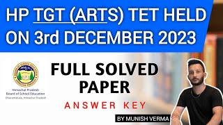 HP TET ART TET FULL SOLVED PAPER  HELD ON 3RD DECEMBER 2023   ANSWER KEY