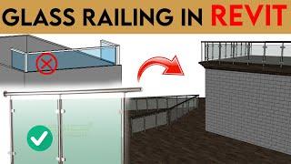 Glass railing in revit tutorials  Revit railing  Revit architectecture revit tutorials in hindi 