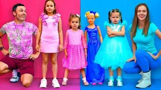Pink vs Blue Rooms  Funny Kids Challenge with Barbie