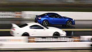 Subaru BRZ drag racing 14 mile 16.1 Vs Toyota Supra