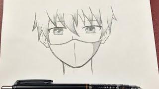 Easy anime drawing  how to draw anime boy wearing a mask