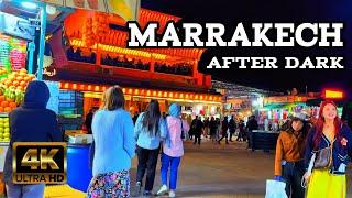 MARRAKECH MOROCCO After Dark April 2024  jemaa El-Fna Walking Tour 4K