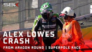 Alex Lowes crash in Superpole Race at Aragon   2024 #AragonWorldSBK 