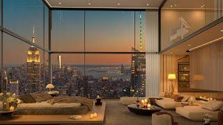 Soothing Jazz Piano Music in a Luxury Apartment for Relaxation ️ Fireplace Rain Sounds & City View