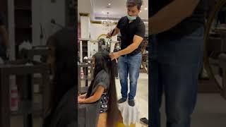 Very long hair hair cut transformation