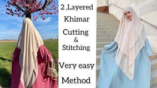 2 Layered khimar hijaab cutting and stitching how to make a khimar