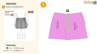 Proceso de costura Moldes  Patrón FALDA SHORT ESCOLAR 1903