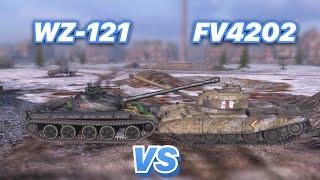 НА ЗАБИВ#72  Уникальные СТ с большим УРОНОМ и КРАСИВЫМИ КАМО  WZ-121 vs FV4202  WoT Blitz