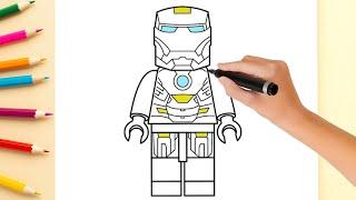 Iron Man Lego Cartoon  Drawing  Color Pencil