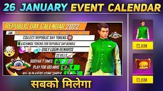 26 january event calendar  free reward 26 january event free fire  26 january free fire event 2022