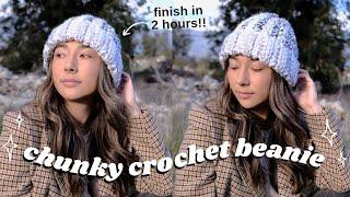 crochet chunky beanie tutorial  easy fitted beanie pattern for beginners 