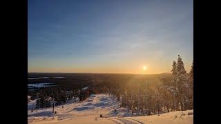 Snowboarding  in Finland Lapland Pyhä tunturi.