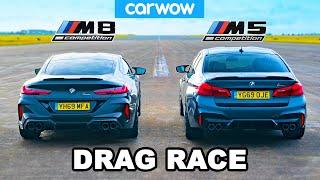 BMW M8 vs M5 - DRAG RACE ROLLING RACE & BRAKE TEST