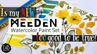 Wow How can great watercolor paints cost this little? Swatching & demo of Meeden Arts 24 tube set