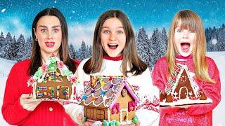 Who Can Build The BEST GINGERBREAD HOUSE Challenge?  Family Fizz