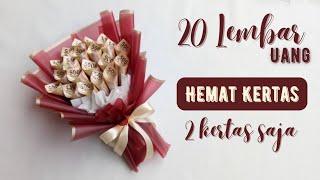 CARA MEMBUAT BUKET UANG 20 LEMBAR MUDAH DAN SIMPLE  TUTORIAL BUKET UANG 5000 HEMAT KERTAS