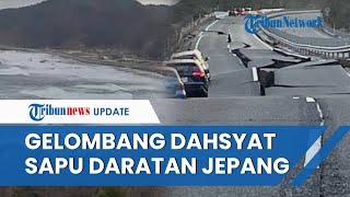 Detik-detik Gelombang Tsunami Sapu Daratan Jepang seusai Gempa 76 SR Jalanan Porak-poranda