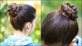 Quick & Easy BRAIDED BUN for School  2 minute hairstyle  Step by Step Tutorial