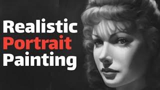 How to Paint Realistic Portraits - Tutorial - Study Process - Vintage Model Hedy Lamarr