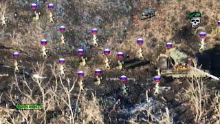 Horrible Ukrainian FPV Drones Brutally Blow up Russian Infantry Fleeing in Frontline Avdiivka