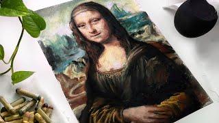 ASMR - Painting the Mona Lisa by Leonardo Da Vinci - No Talking