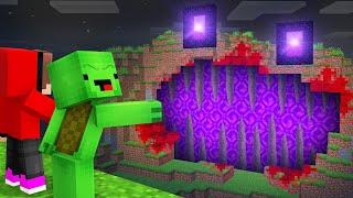 JJ and Mikey Found this Scary Portal Mountain in Minecraft World - Maizen Parody Video in Minecraft