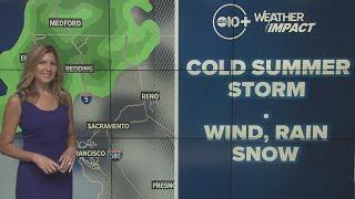 California Storm Cold summer storm and potential for Sierra snow