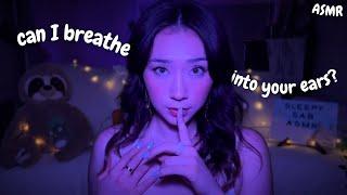 ASMR breathing in your ears until you fall asleepmic blowing hand movements collarbone tapping