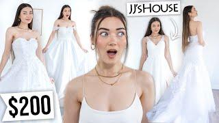 TRYING ON JJS HOUSE WEDDING DRESSES... *Most Beautiful Dresses Ever*