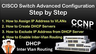 Cisco Switch basic Configuration  IP Address to VLAN DHCP Server & Inter-Vlan Routing step by step