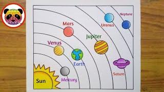 Solar System Drawing  How to Draw Solar System  Solar System Planets Drawing  Solar System