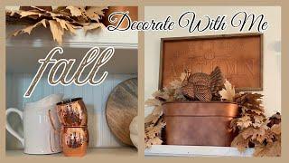 NEW AUTUMN 2024 DECORATE WITH ME  FALL FARMHOUSE HUTCH COPPER DECORATING IDEAS