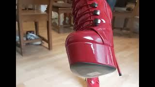 Walking in my brand new Giaro Visionary red high heel boots