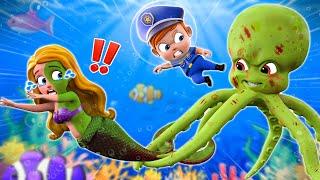 The Giant Octopus Is Coming  Police Saving Mermaid ‍️ Funny Stories For Kids  Little PIB