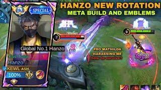 NEW BEST HANZO TRICKS ROTATION  hanzo best build and emblems 2024 - MLBB