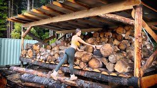 BUILDING a HUGE WOODSHED - 1 YEAR of WOOD  Raw & Unfiltered - SPEARFISHING DEEP for FOOD - EP. 176