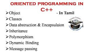 Basic Concepts of Object oriented programming in C++ - In Tamil