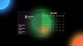 Build glass morphism calendar card ui html css