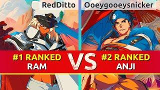 GGST ▰ RedDitto #1 Ranked Ramlethal vs Ooeygooeysnicker #2 Ranked Anji. High Level Gameplay