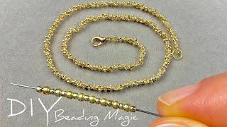 Easy Seed Bead Necklace Beaded Rope Necklace Tutorial  Seed Bead Jewelry Making Tutorials