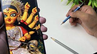 How to draw Maa Durga  Durga Mata Drawing Step by step