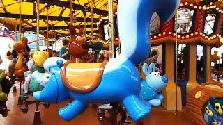 Jessies Critter Carousel full ride and queue tour at Disney California Adventure