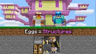 Minecraft Manhunt But Eggs Spawn Structures...